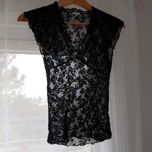 Black & Silver See Through top